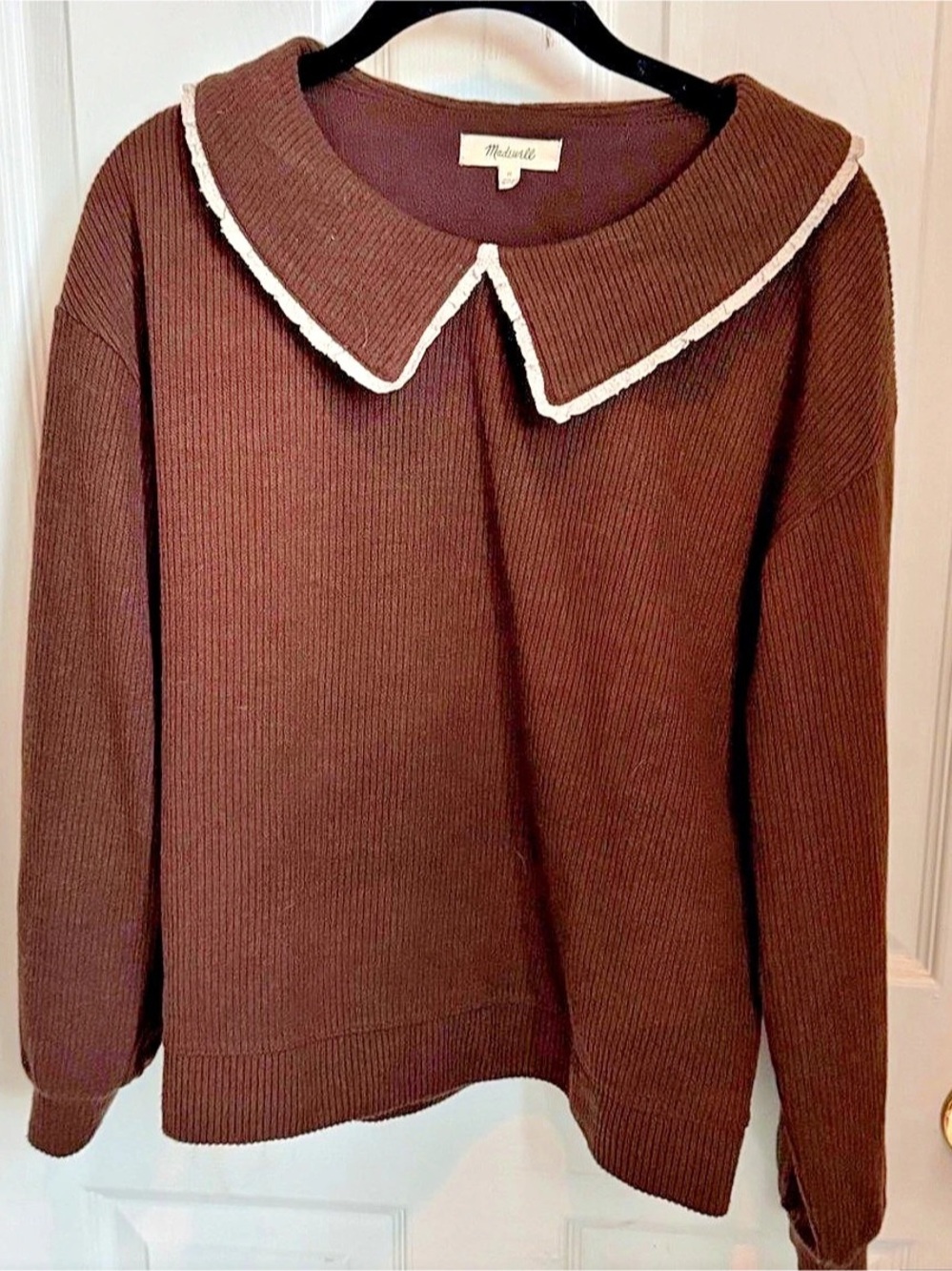 Madewell Brown Sailor Collar Sweater Size Medium